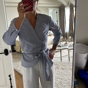 Never worn Jcrew blue striped tunic with tie